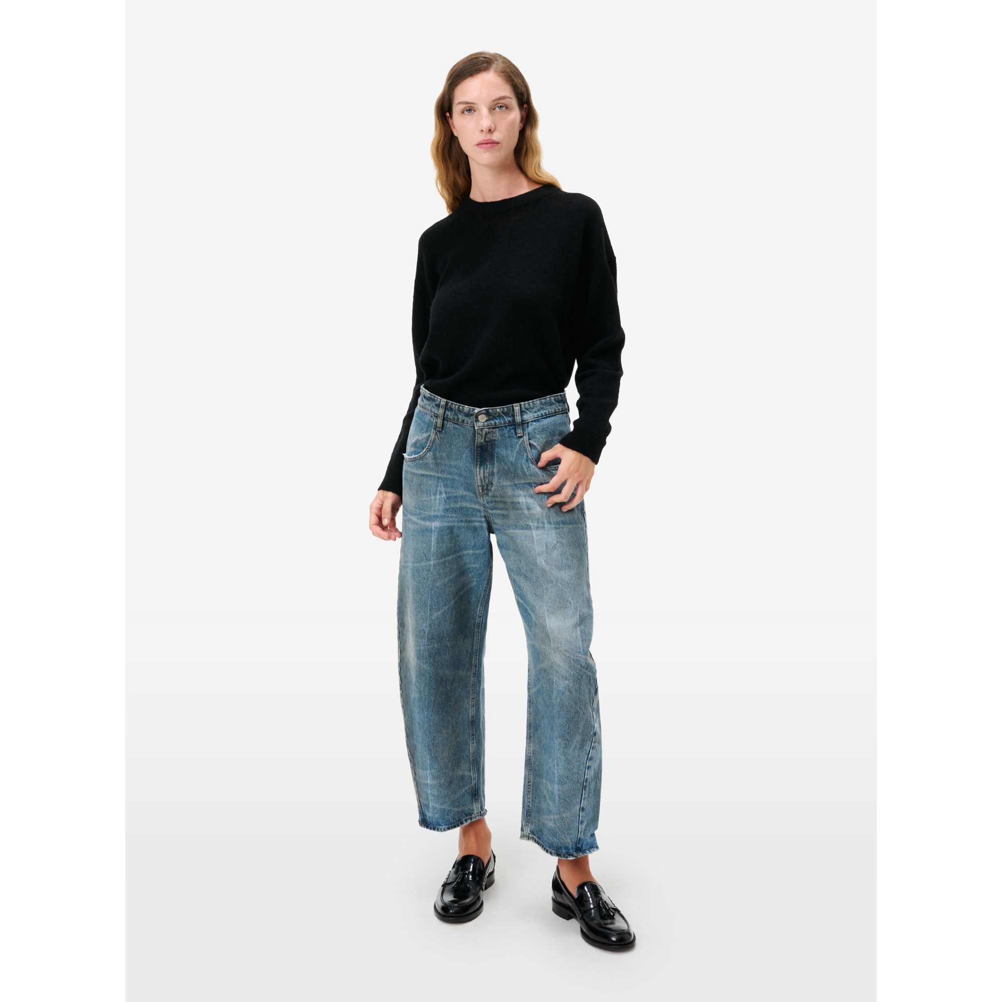 Aida crop super fitted low waist cropped curve leg mid blue antique wash with mineral dirty