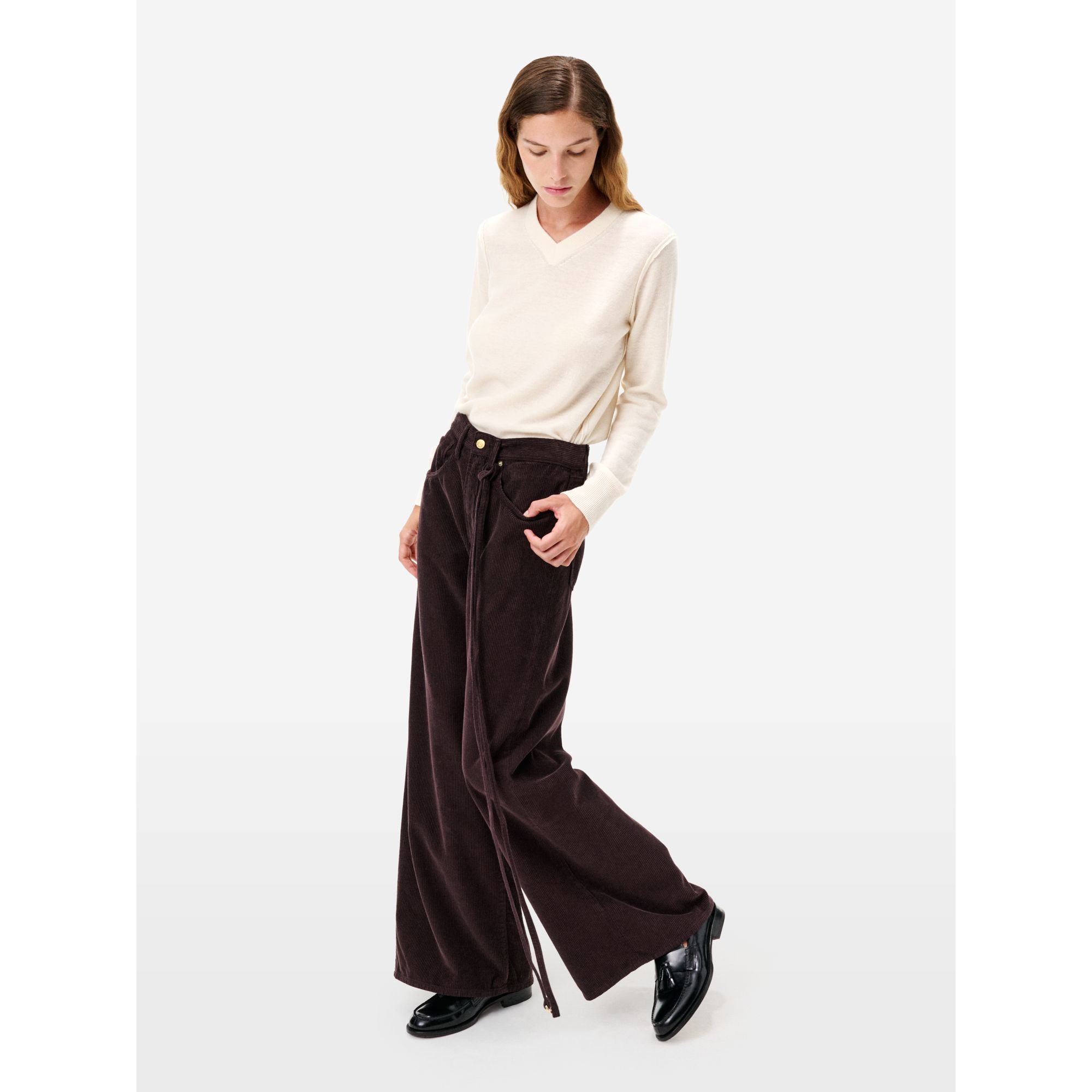 Pantalone Big Low loose fit in velluto bordeaux