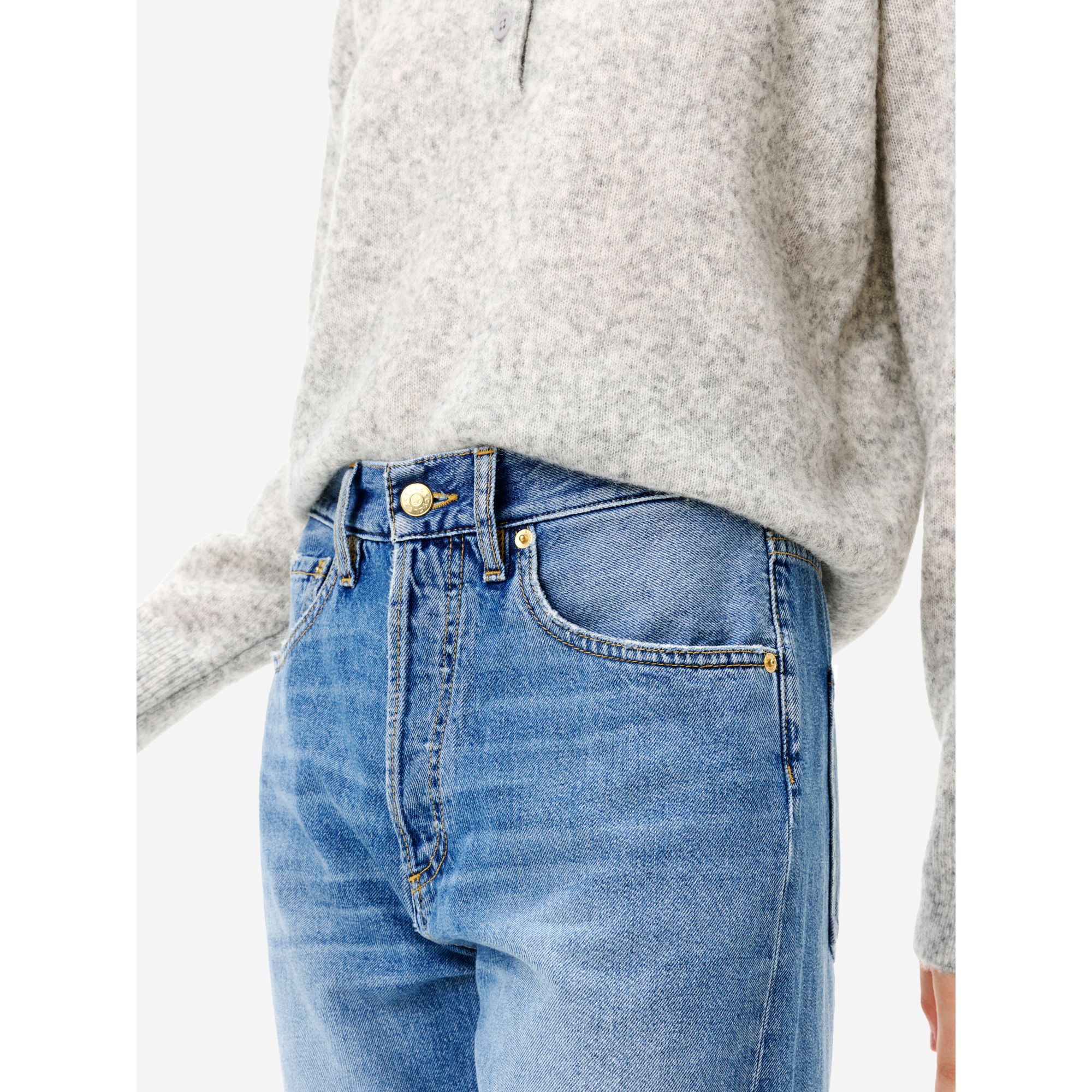 Bella mid rise mom fit cropped leg mid tone natural vintage