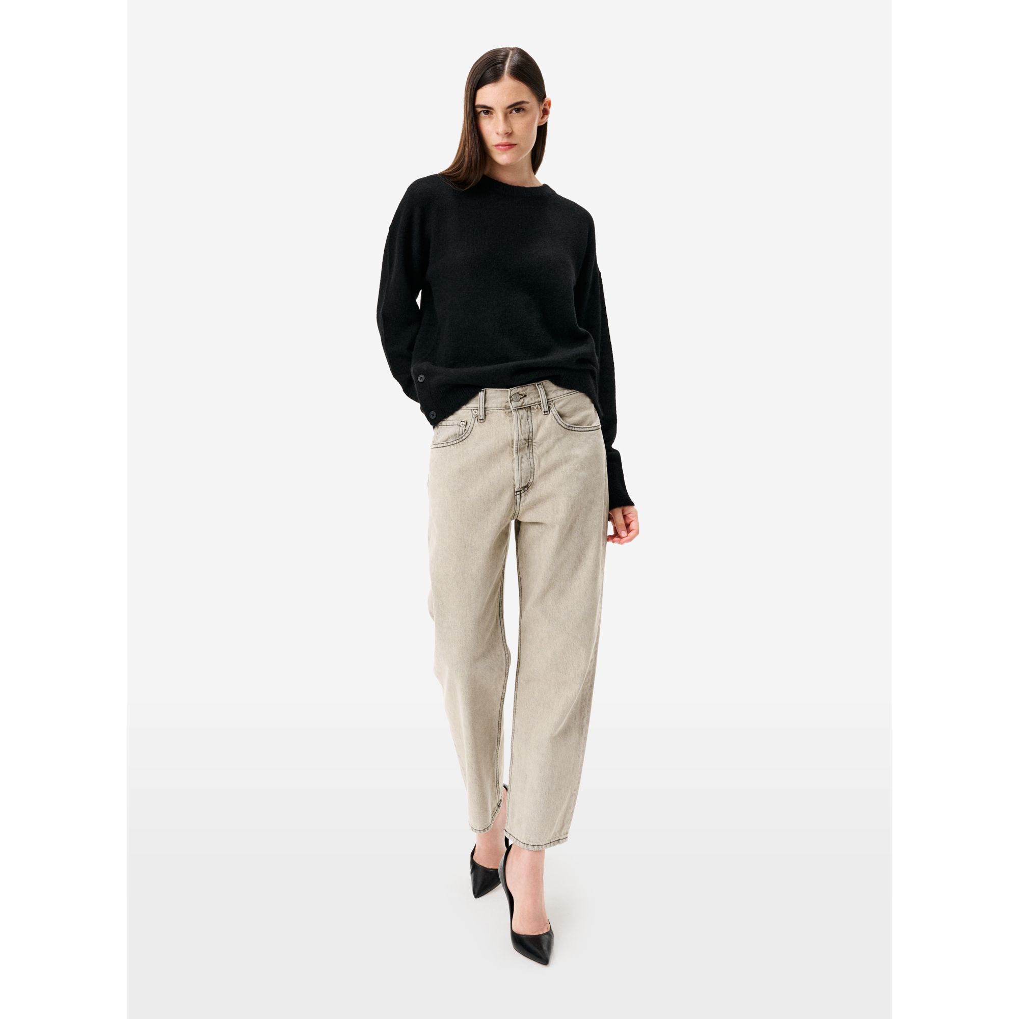 Black/stone grey Bella mum-fit jeans