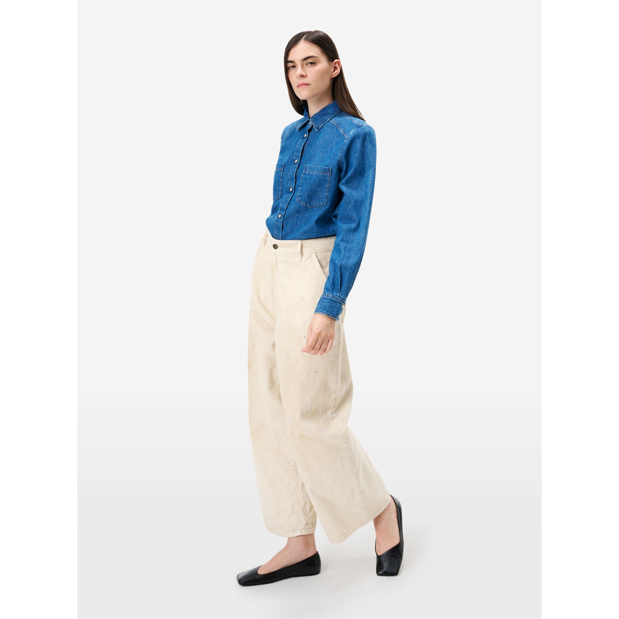 Dora high rise barrel leg garment dyed with dirt effects and paint marks