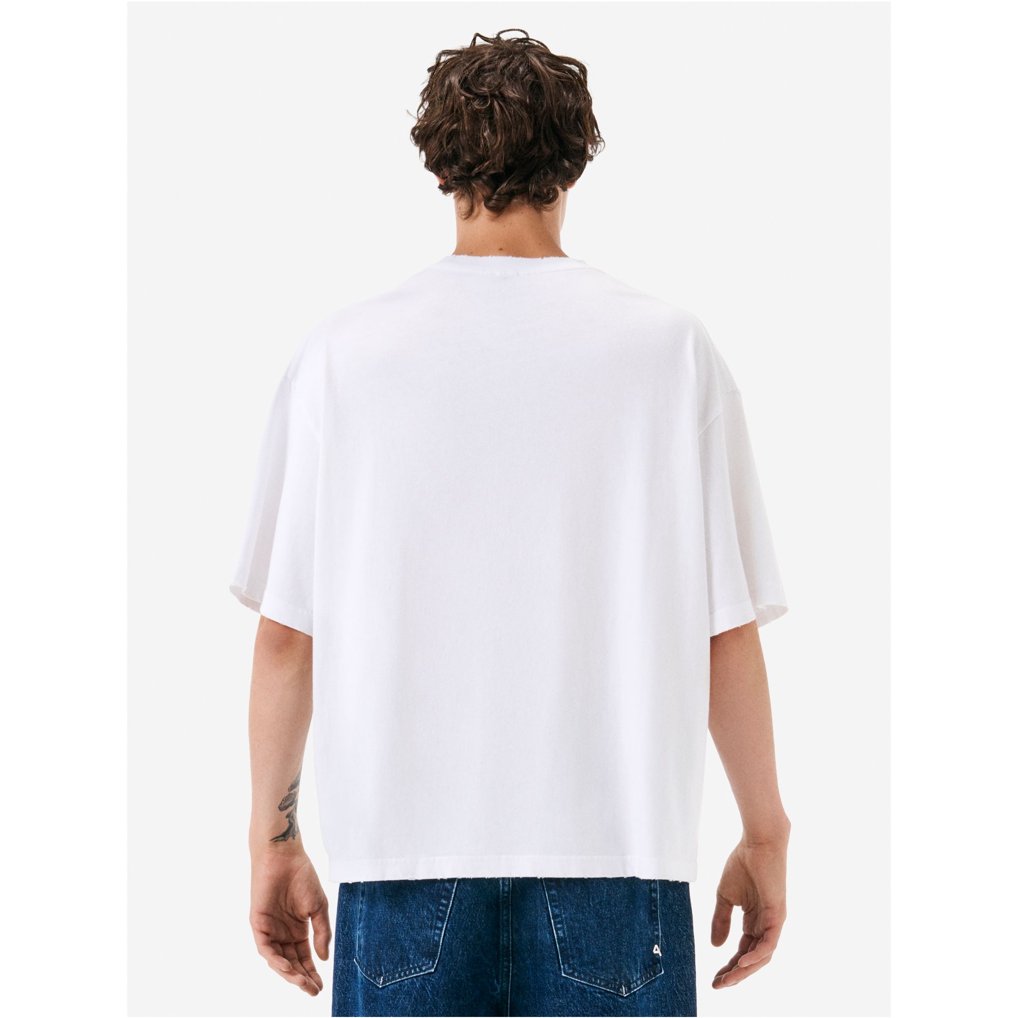 OVER PRINTED T-SHIRT WHITE DISTRESSED WASH