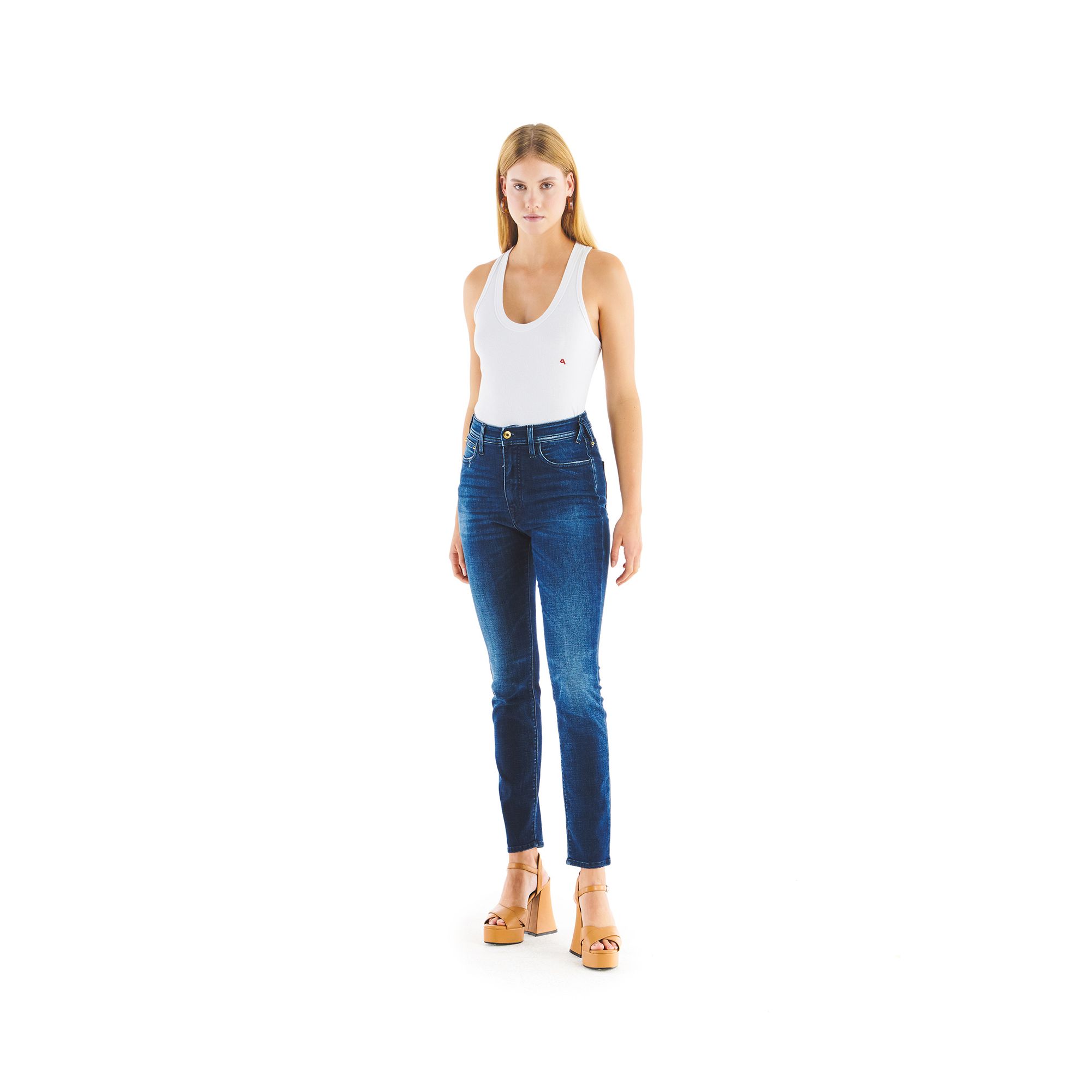 MARYLIN SKINNY SUPER HIGH WAIST STONE WASH WITH CONTRAST
