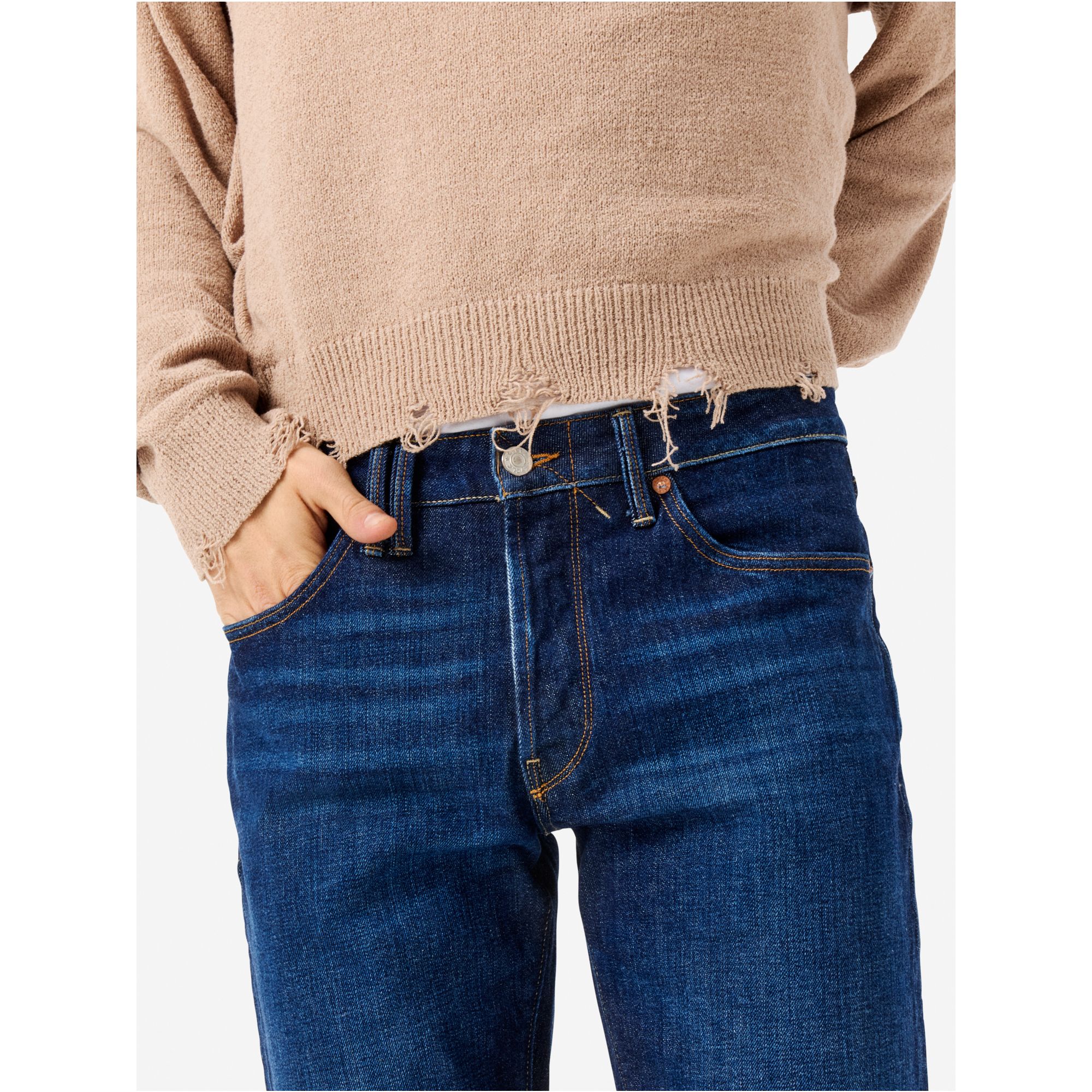 Slim fit dark rinse brushed