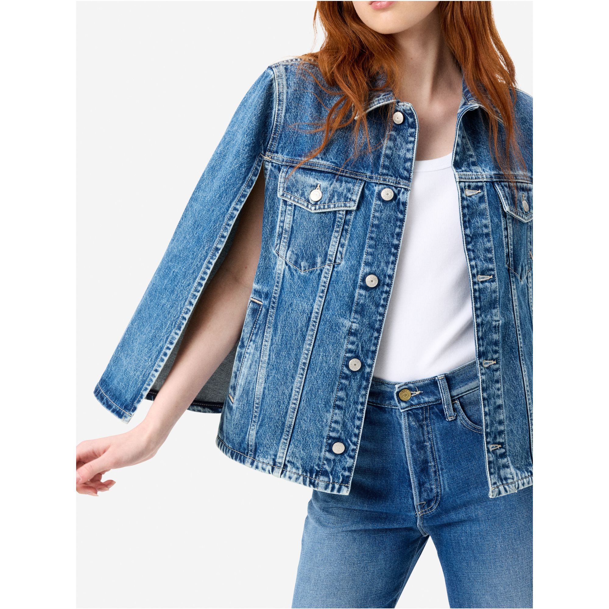 Giubbino poncho Candy in denim