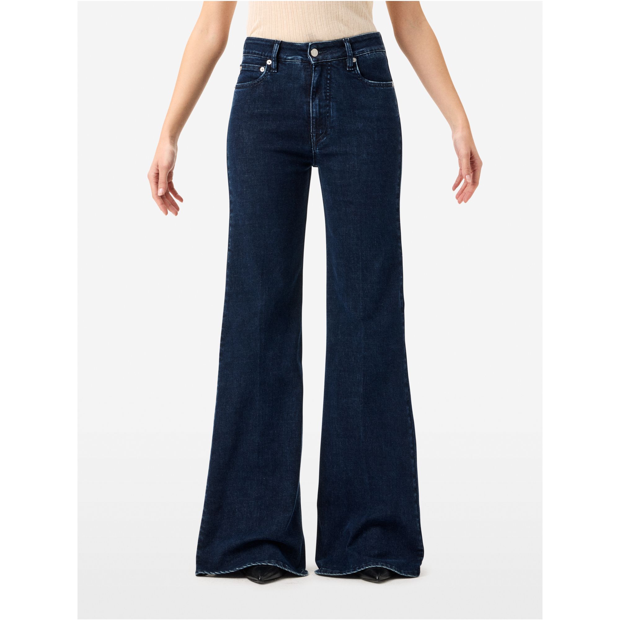 Flaire high rise flared eco enzyme stone wash