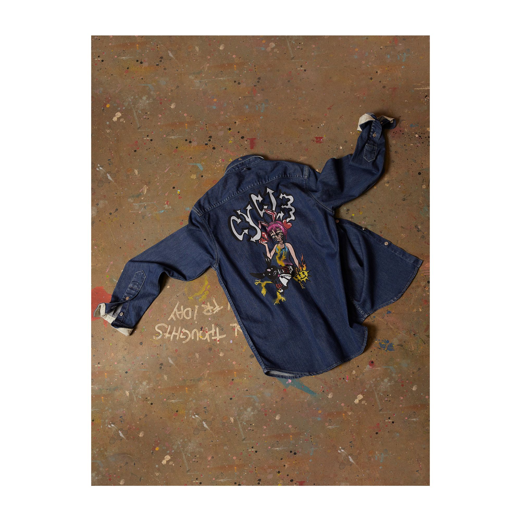 HEAVY PRINTED OVER SHIRT MEDIUM STONE WASH