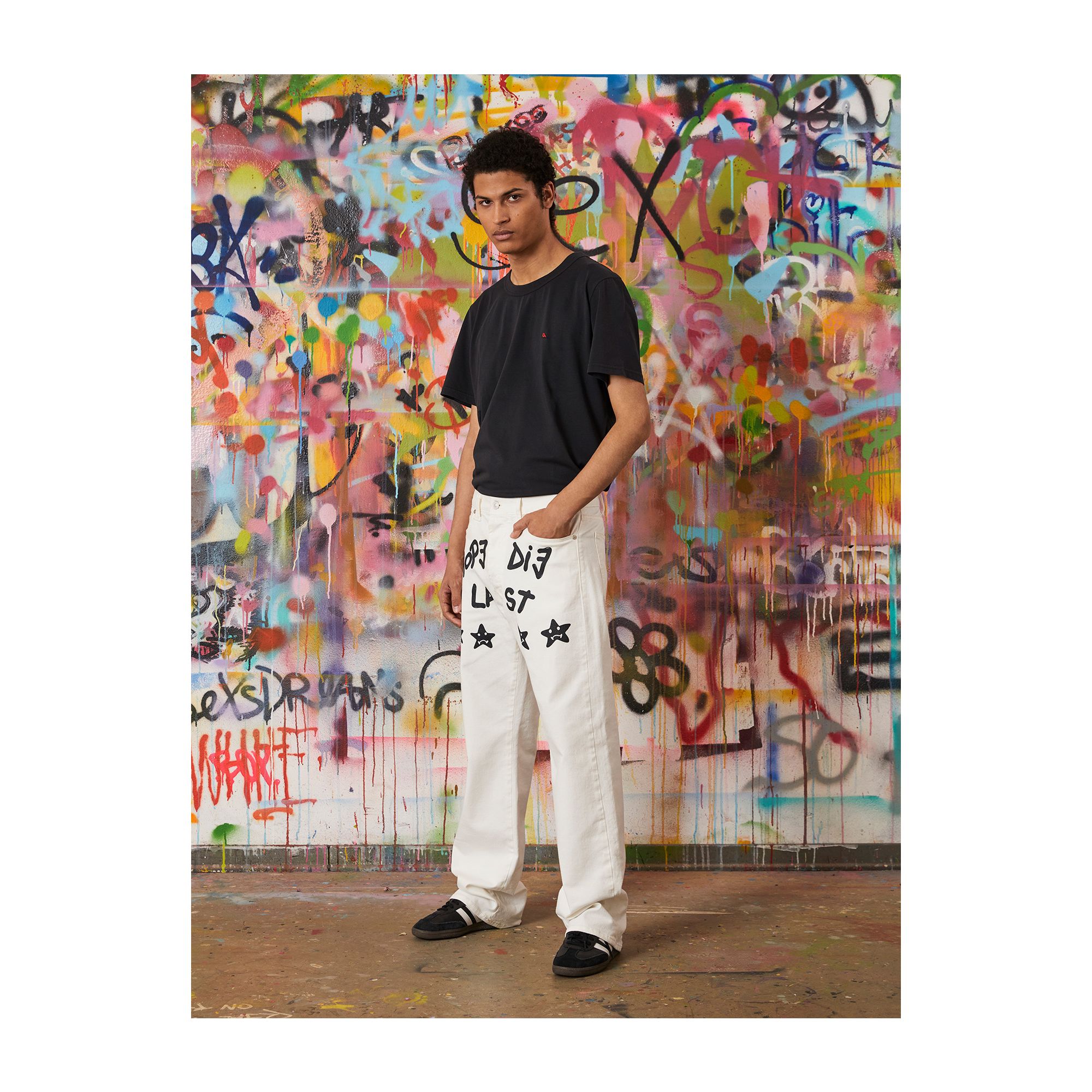 FULL PRINTED WIDE STRAIGHT LEG RINSE WASH