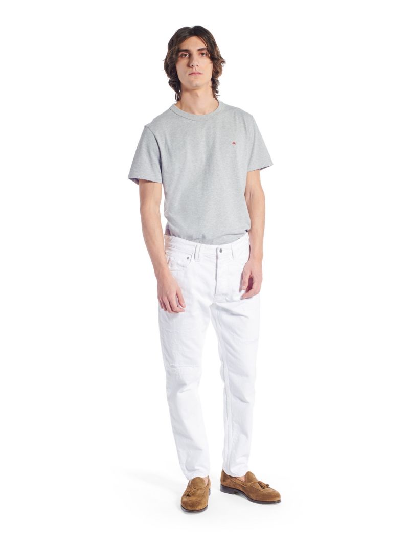 PONY CROPPED GARMENT DYED RIPPED WHITE