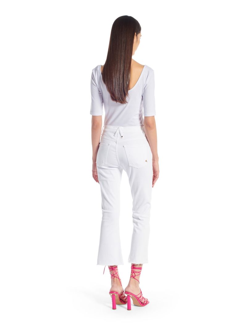 KATE CROP BOOTCUT SCRATCHED OLD DYED WHITE