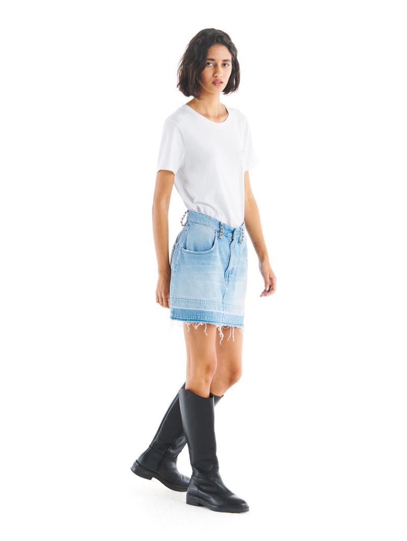 KAYA MINI SKIRT WITH STUDS BLEACHED DESTROYED