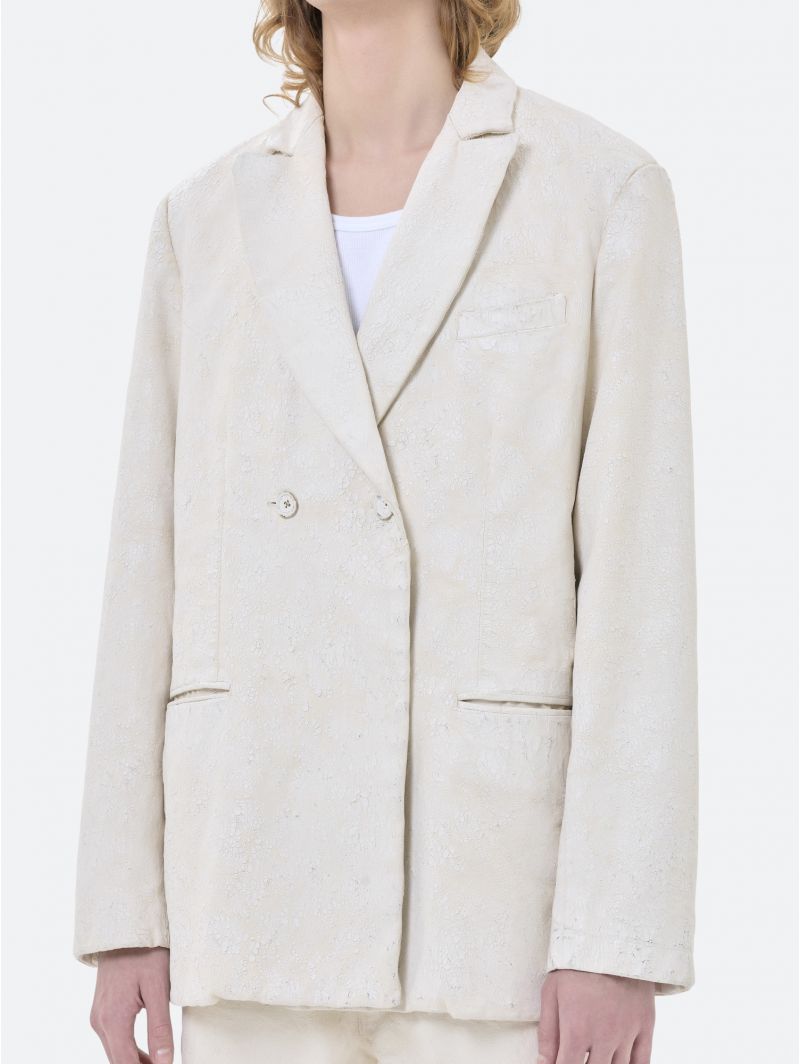 DOUBLE TAILORED OVER JACKET HANDMADE NATURAL WHITE CHALK PASTE