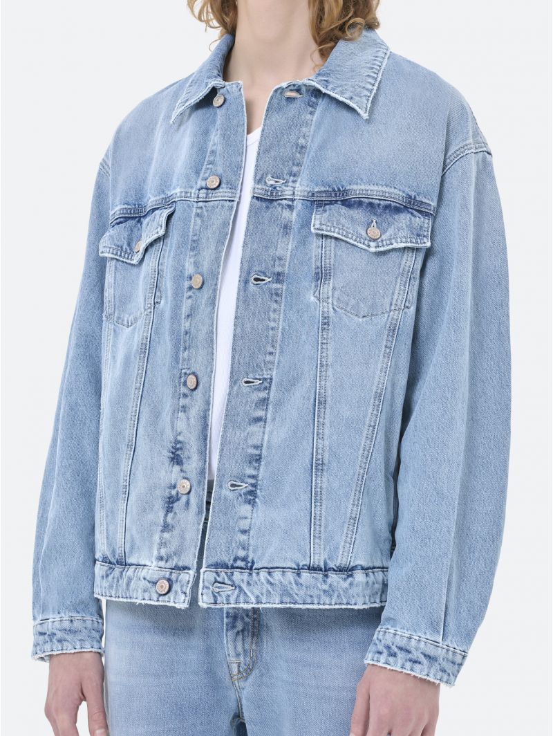 LOGAN TRUCKER OVER JACKET LIGHT BLEACH DAMAGED