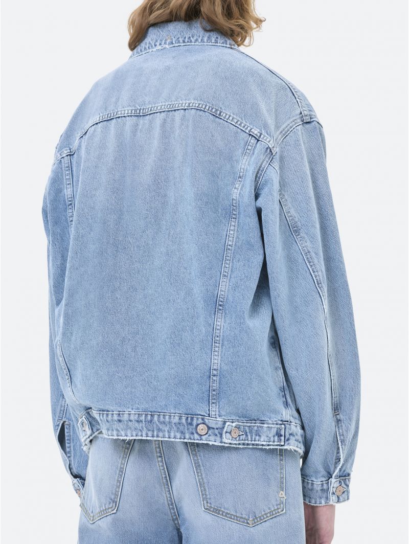 LOGAN TRUCKER OVER JACKET LIGHT BLEACH DAMAGED