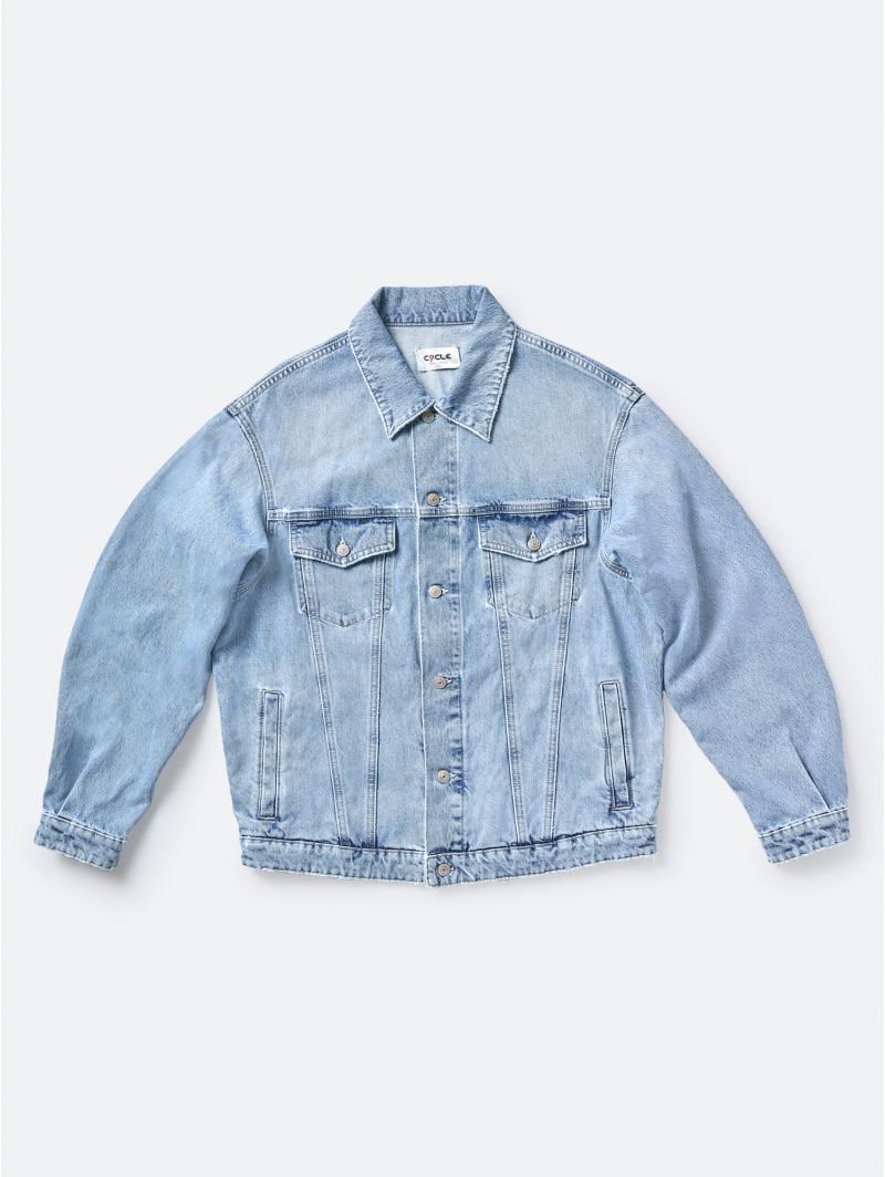 LOGAN TRUCKER OVER JACKET LIGHT BLEACH DAMAGED