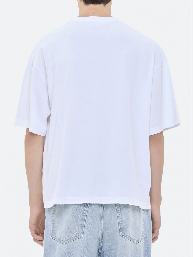 OVER PRINTED T-SHIRT WHITE DISTRESSED WASH