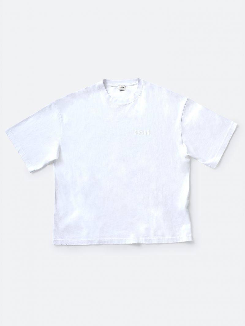 OVER PRINTED T-SHIRT WHITE DISTRESSED WASH