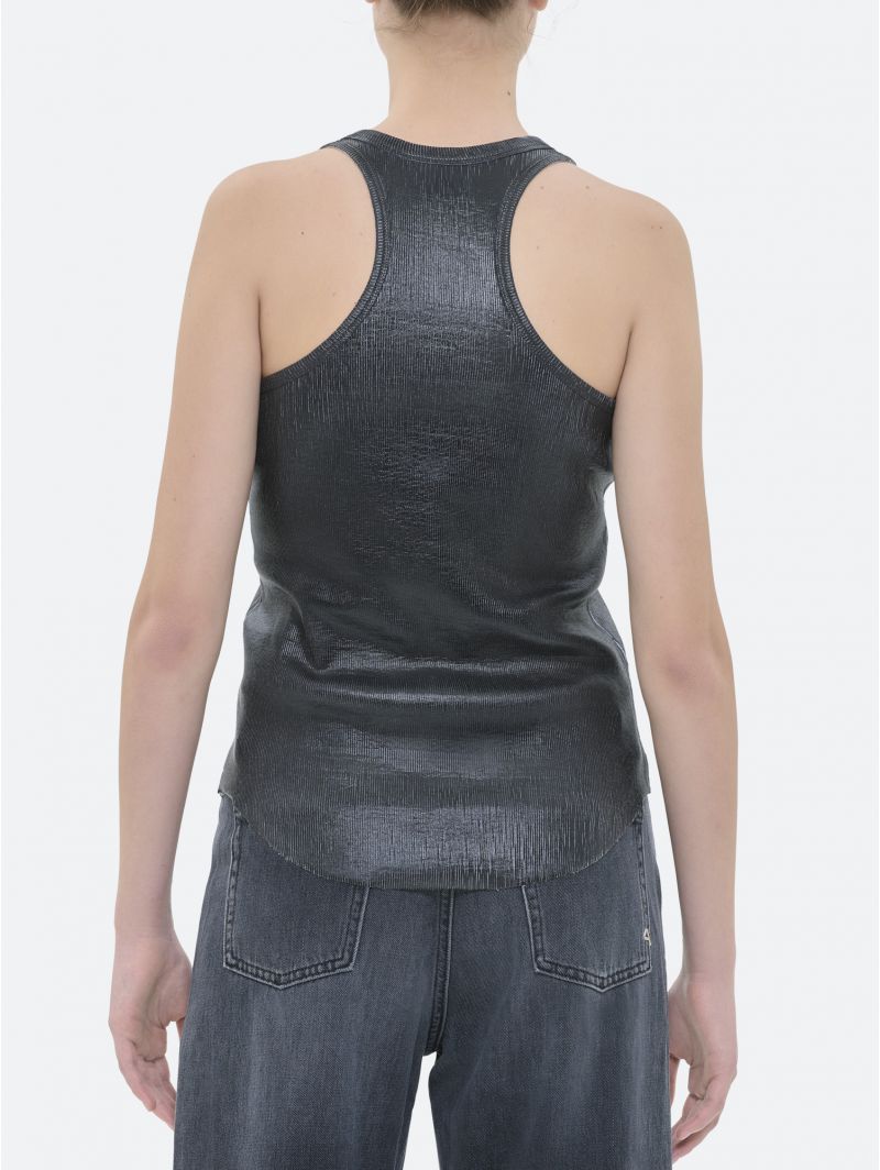 AMERICA RIBBED TANK TOP COATED LEATHER EFFECT