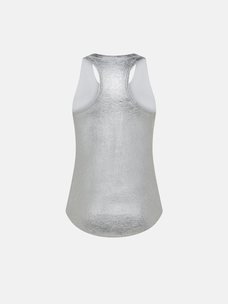 AMERICA RIBBED TANK TOP COATED LEATHER EFFECT