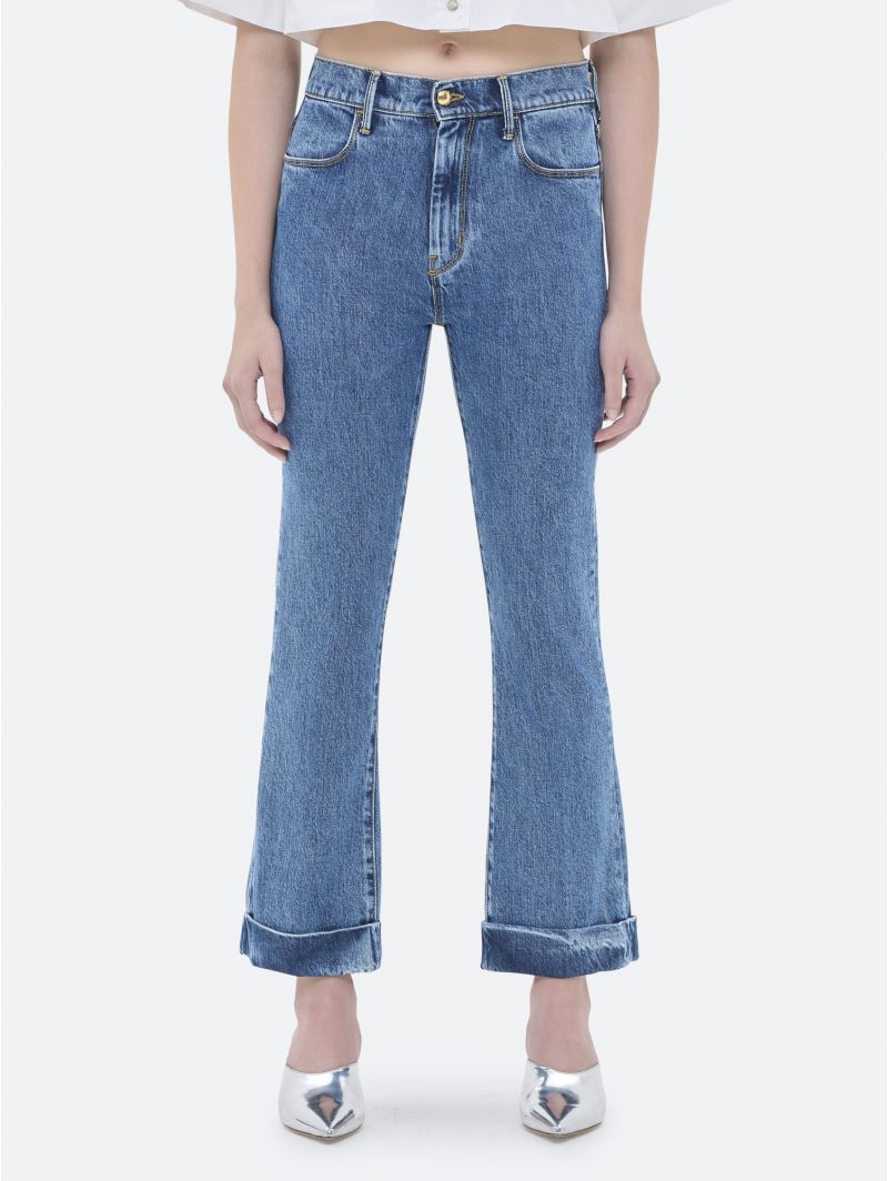 KATE NEW SLIM CROP BOOTCUT TURN UP LIGHT ACID WASH MARBLE