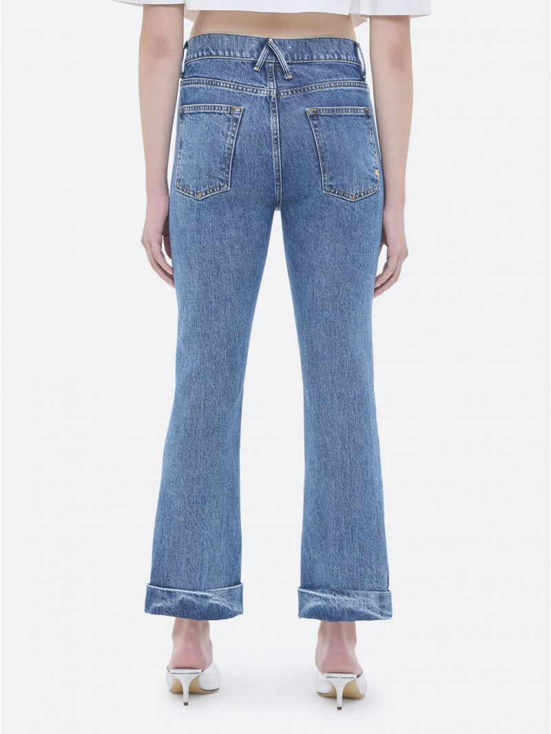 KATE NEW SLIM CROP BOOTCUT TURN UP LIGHT ACID WASH MARBLE