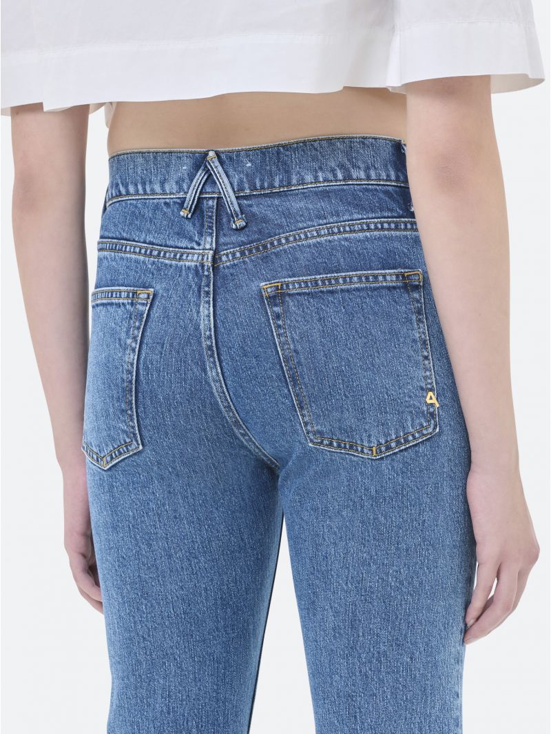 KATE NEW SLIM CROP BOOTCUT TURN UP LIGHT ACID WASH MARBLE