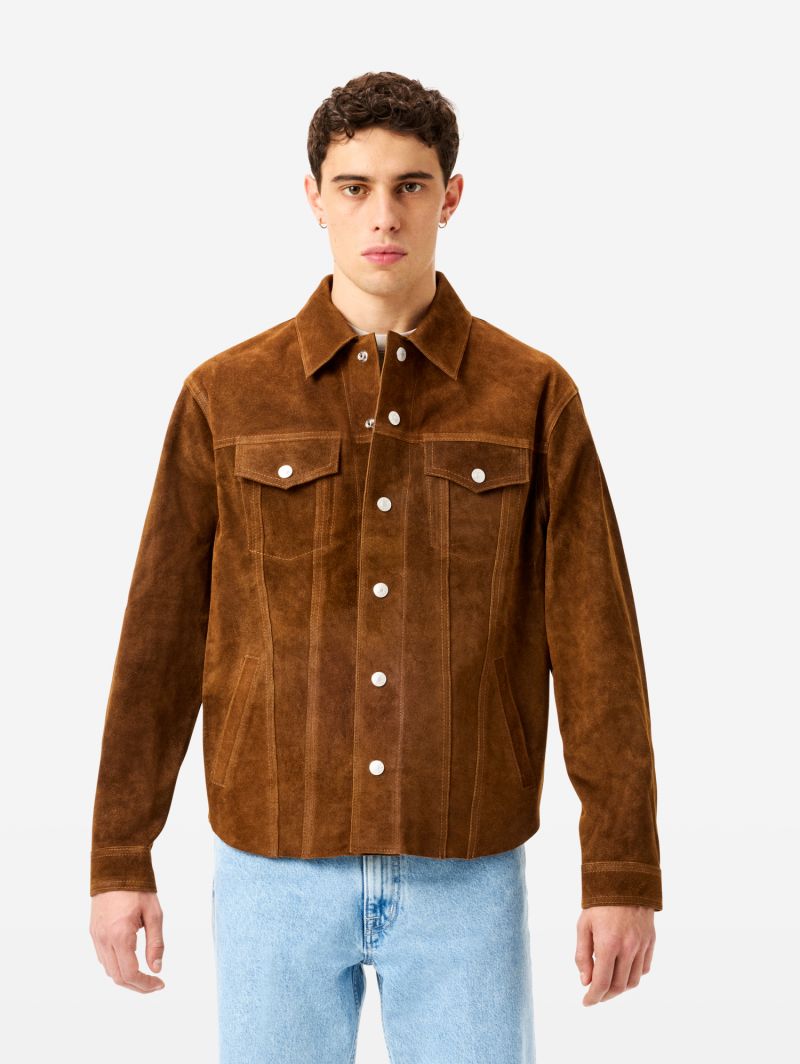 Overshirt James in pelle scamosciata