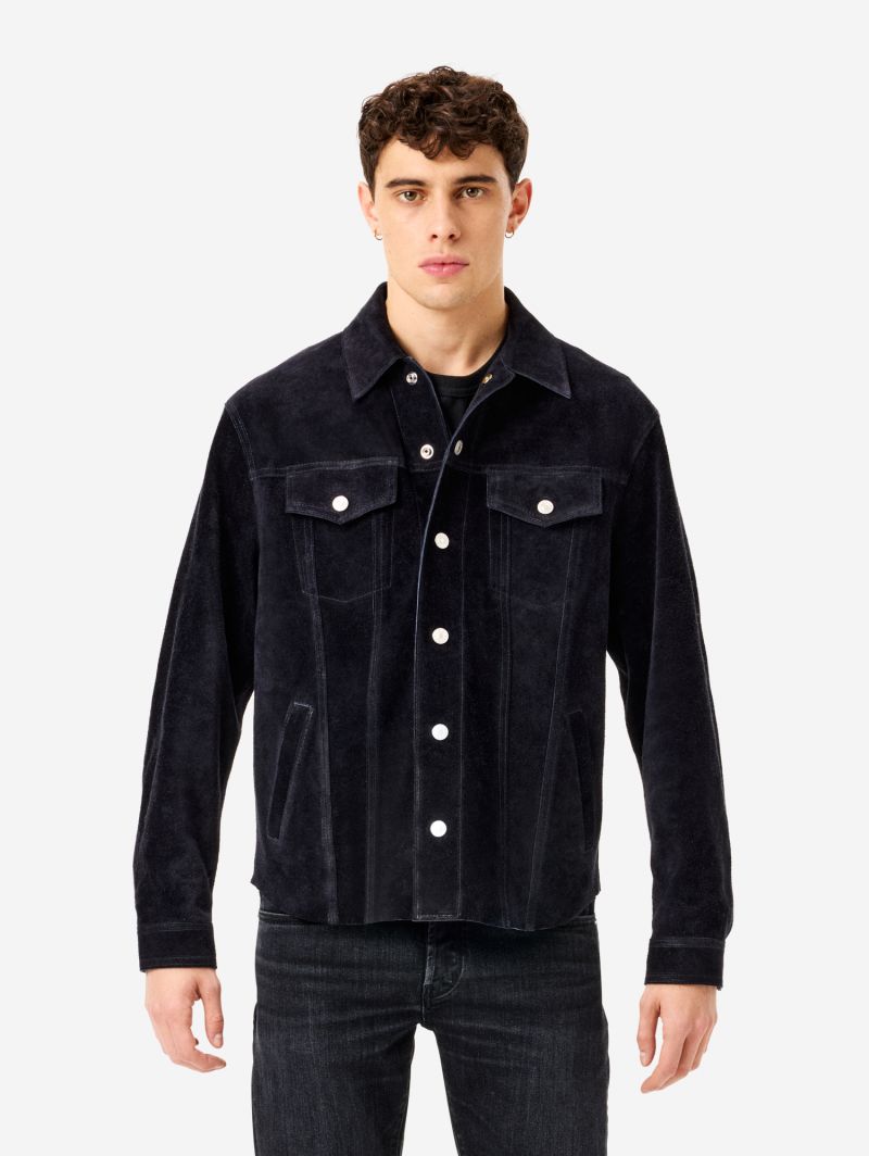 Overshirt James in pelle scamosciata
