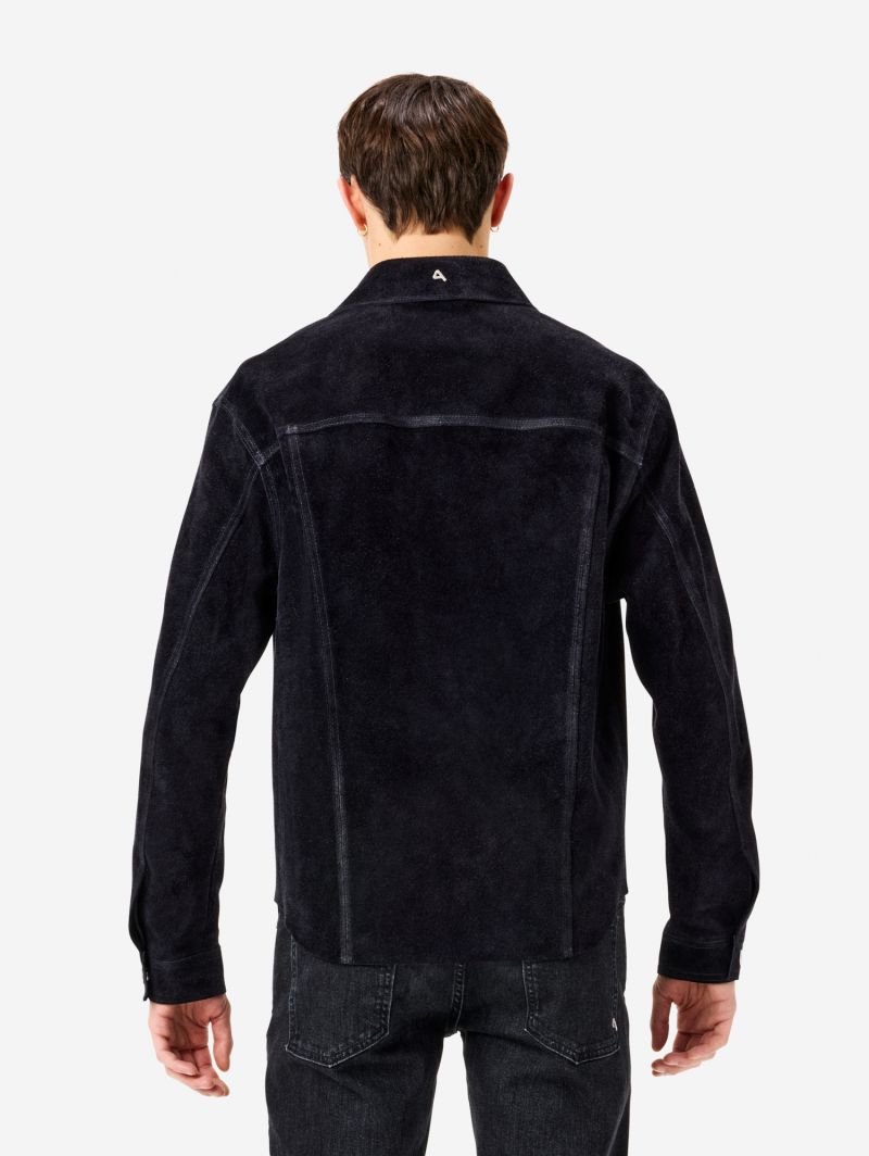 Overshirt James in pelle scamosciata