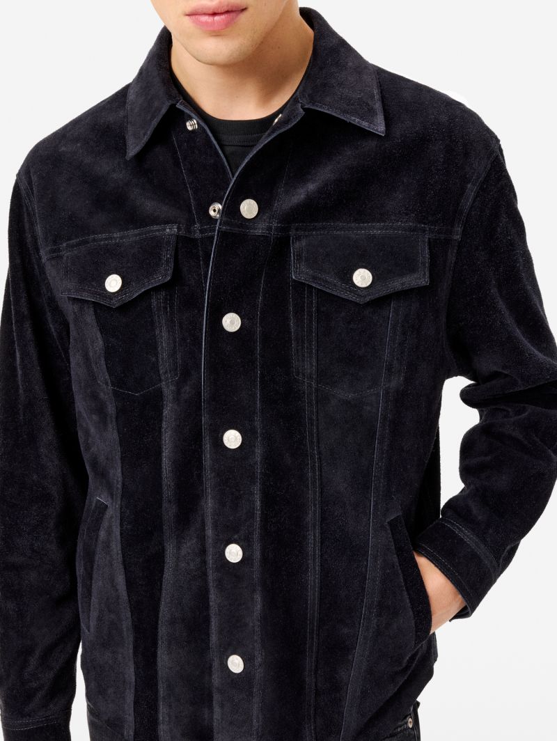 Overshirt James in pelle scamosciata
