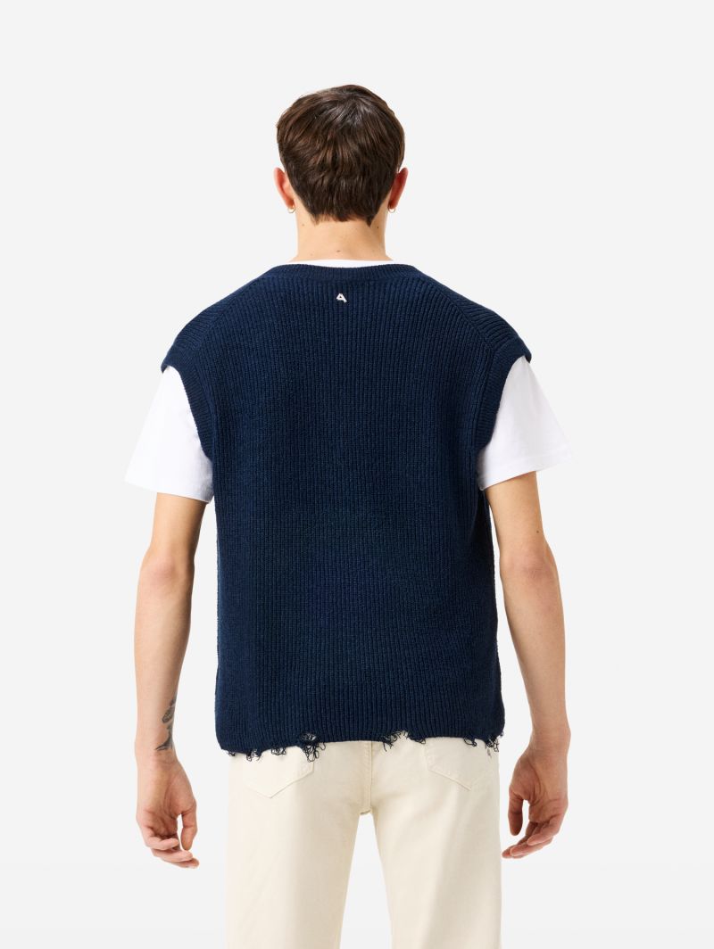 Ribbed-knit Eddy vest with distressed hem