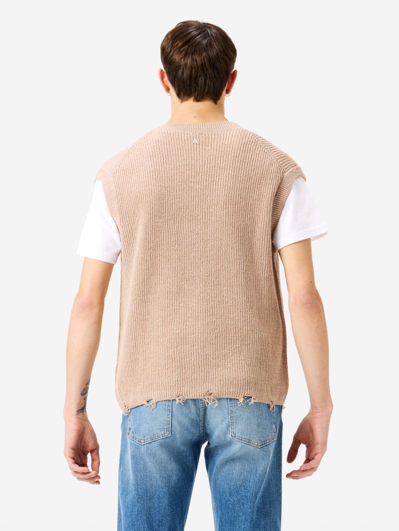 Ribbed-knit Eddy vest with distressed hem