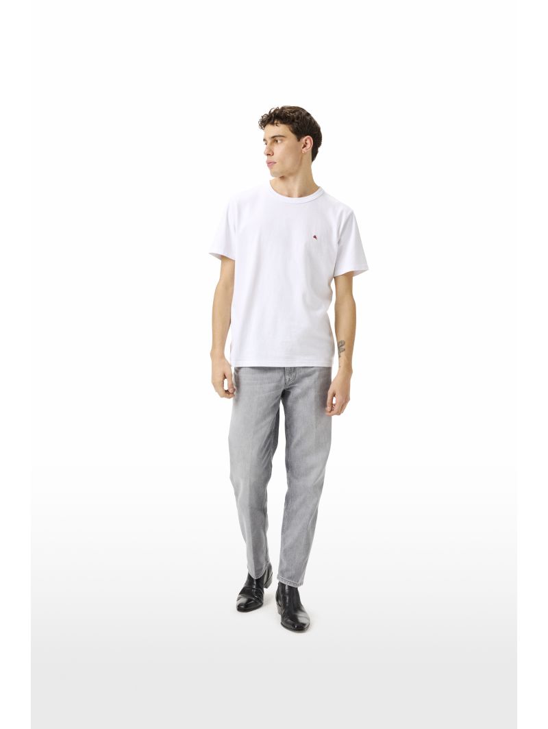 Wise regular fit straight ankle leg light bleach broken edge