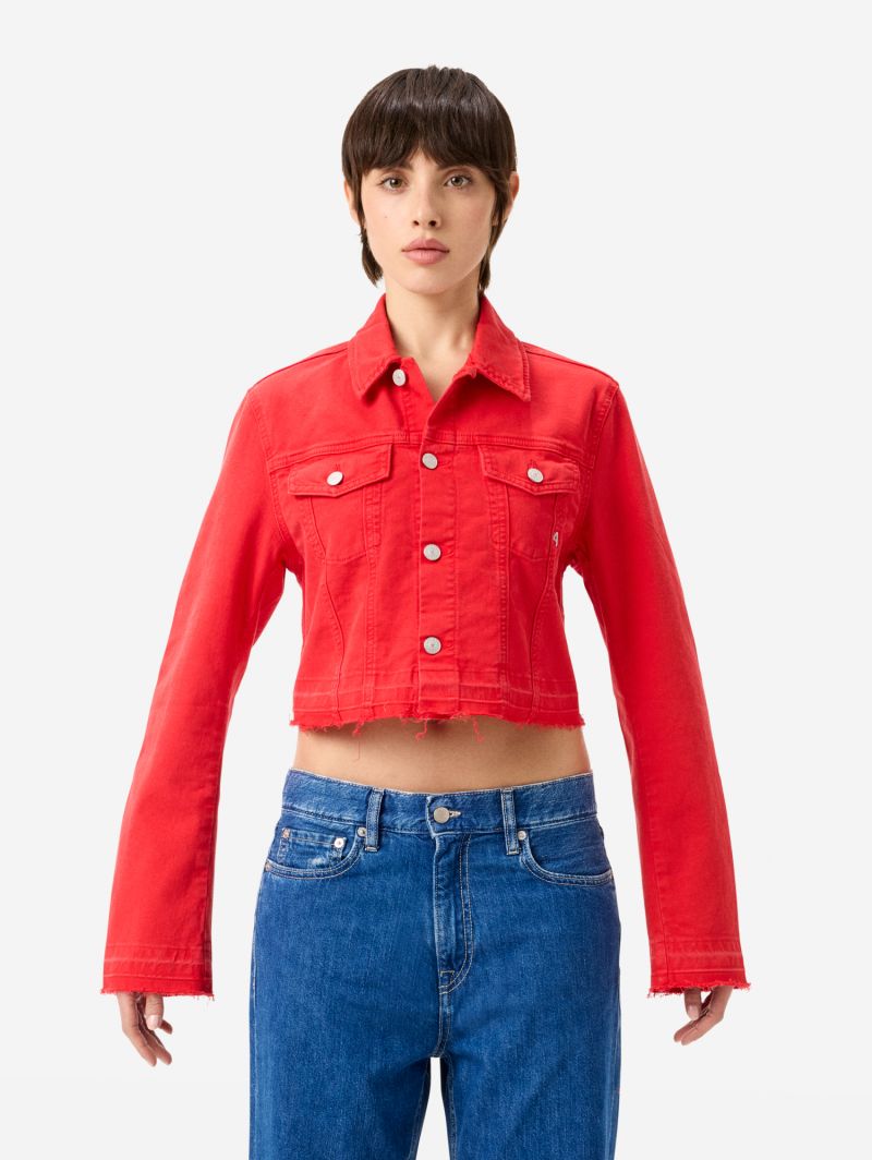 Milu' trucker jacket direct dyed frayed edge