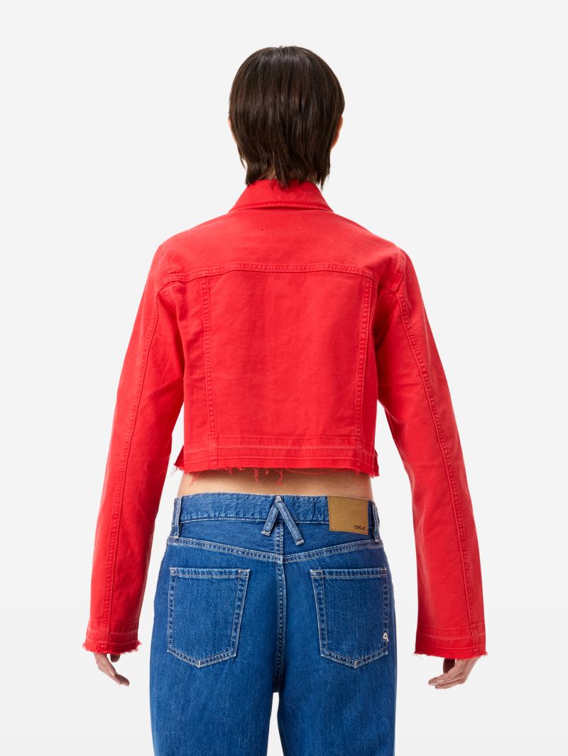 Milu' trucker jacket direct dyed frayed edge