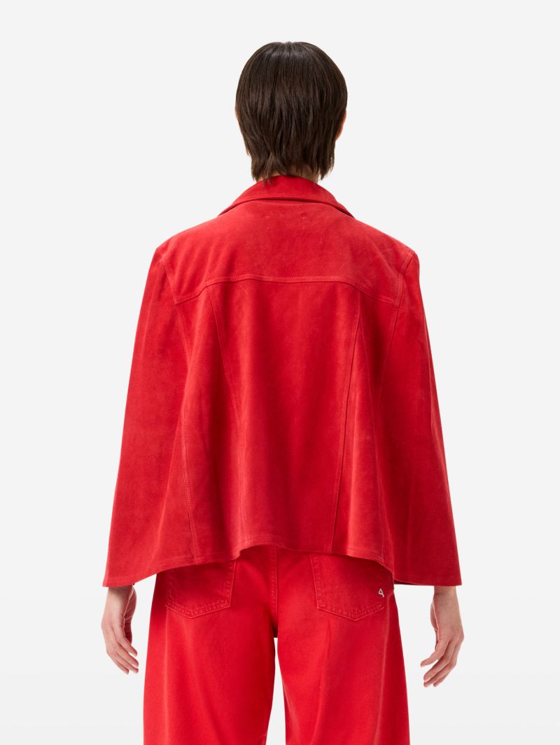 Candy poncho jacket in split leather