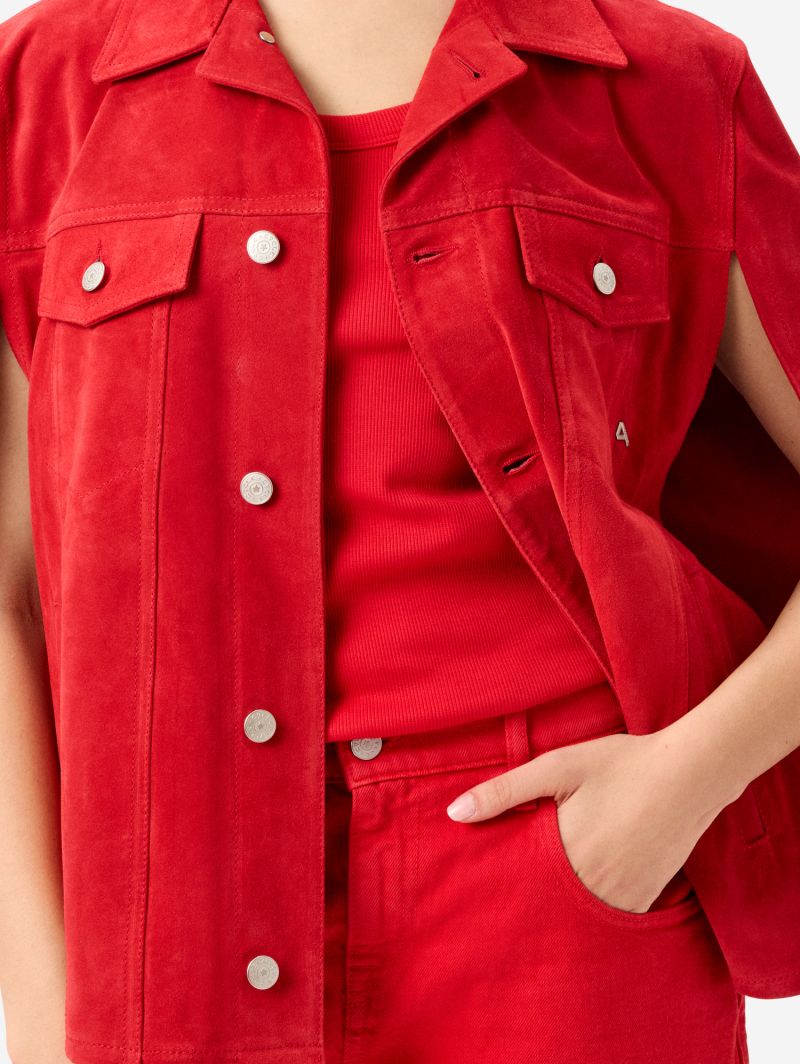 Candy poncho jacket in split leather