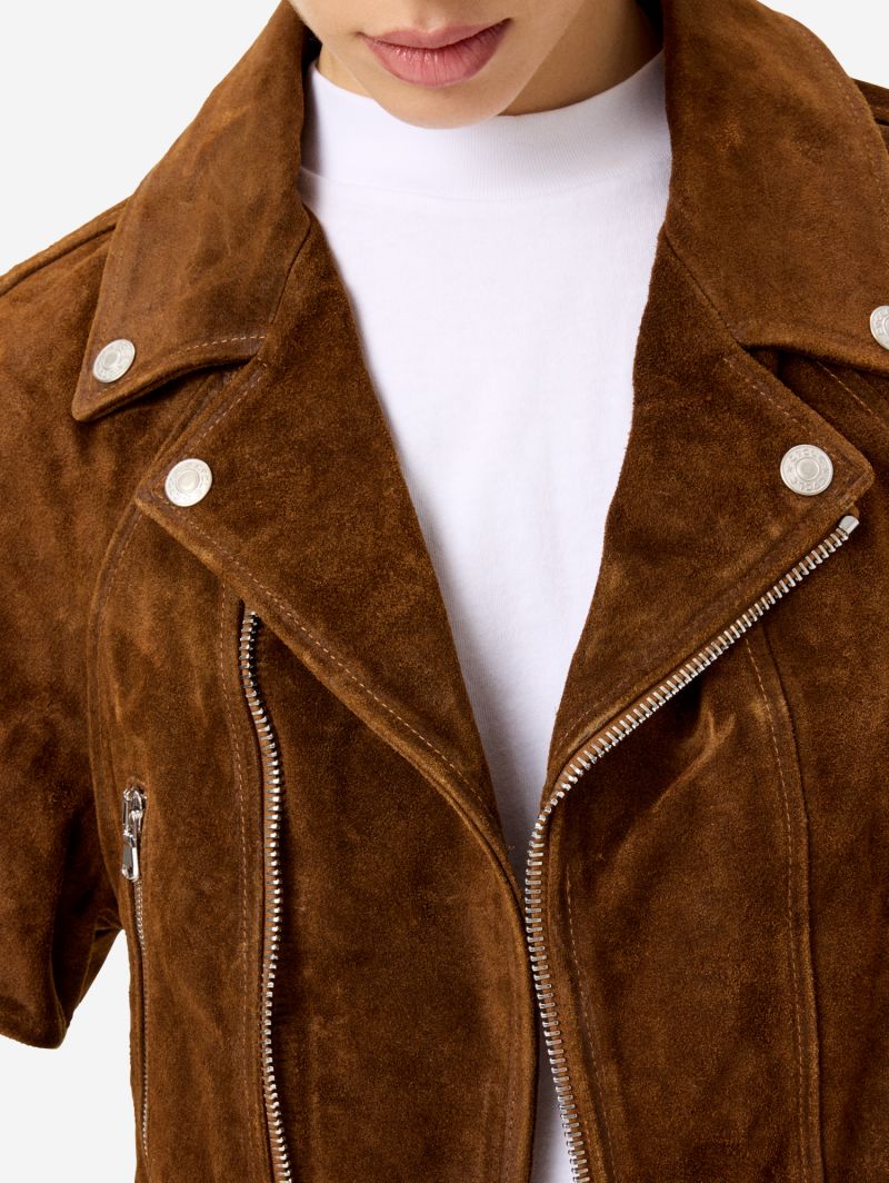 Cropped Coco split leather jacket