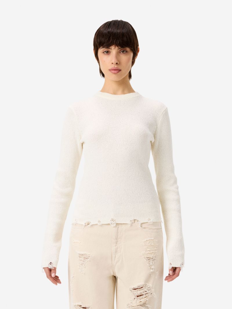 Maglia Mia a costine con orli distressed