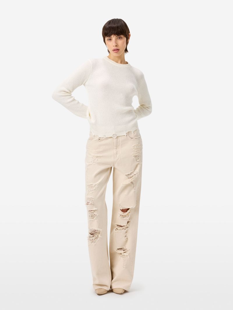 Ribbed Mia jumper with distressed hems