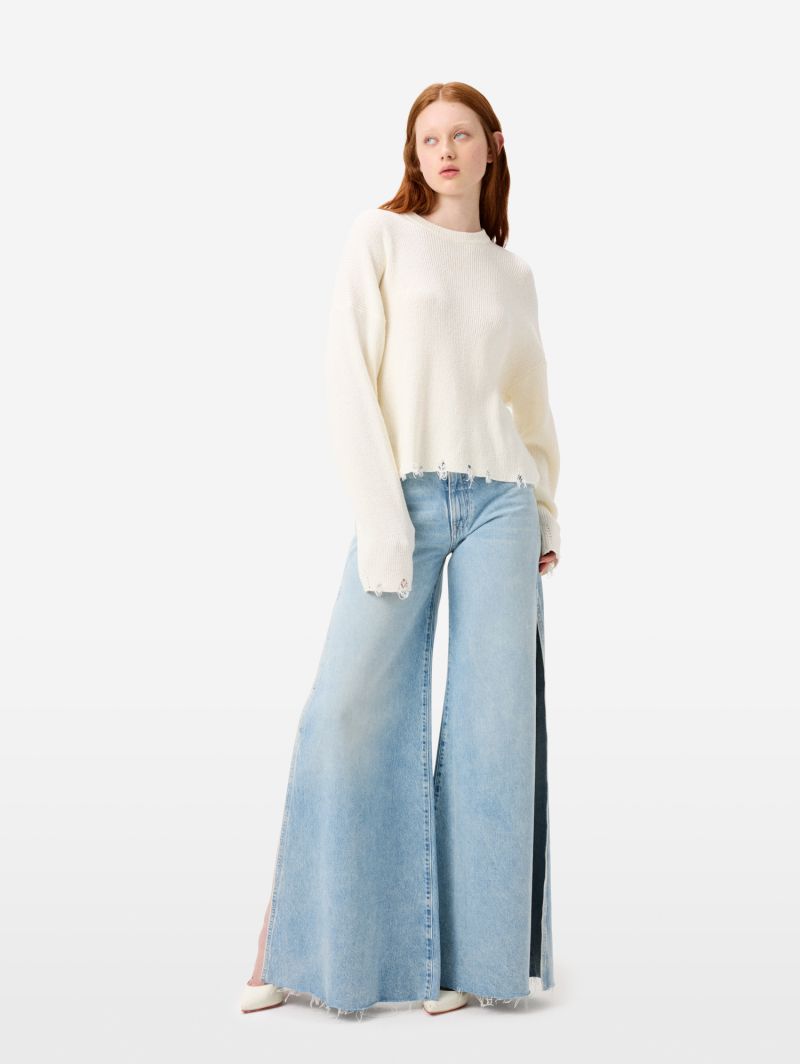 Gia oversized ribbed jumper with distressed hems