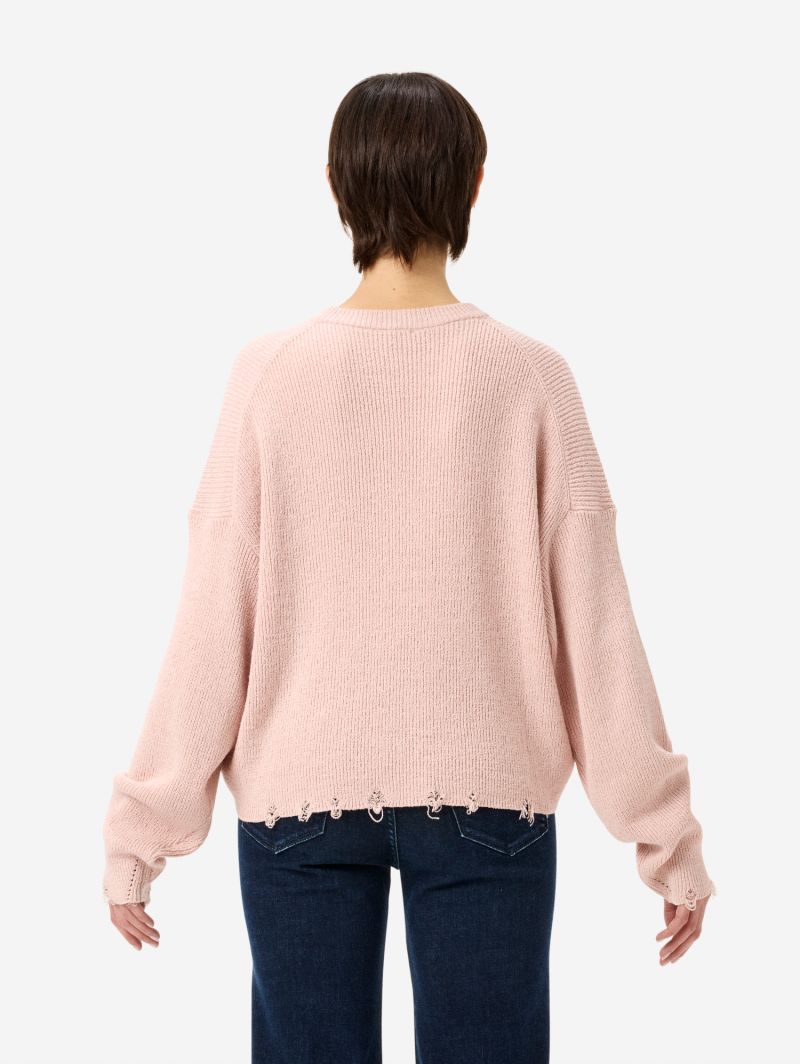 Gia oversized ribbed jumper with distressed hems