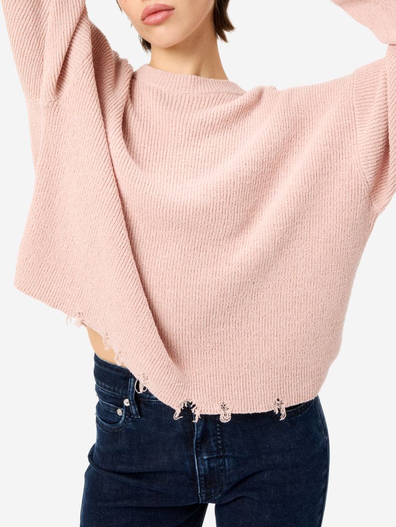 Gia oversized ribbed jumper with distressed hems