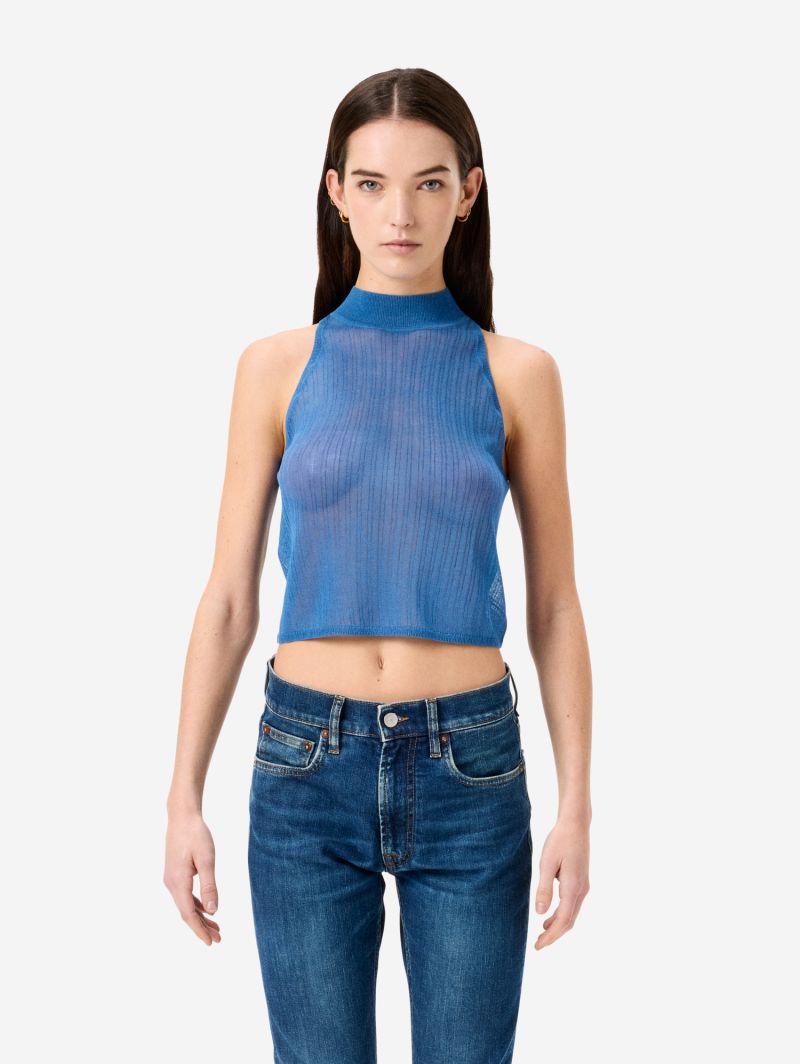 Linen-blend Ava crop top
