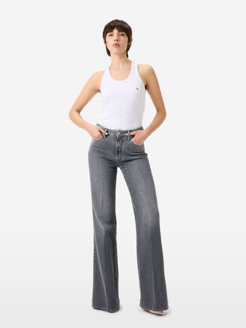 Flaire high rise flared stone wash brushed