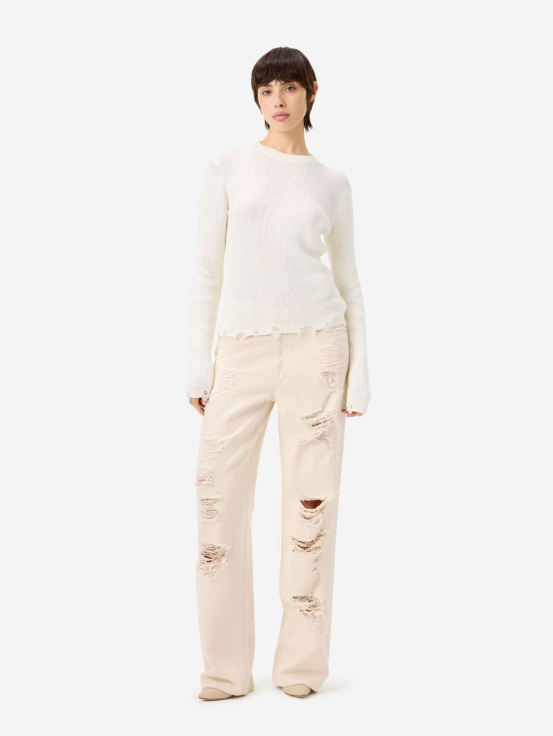 Mila low rise '90s fit rinse wash with cuts and breaks