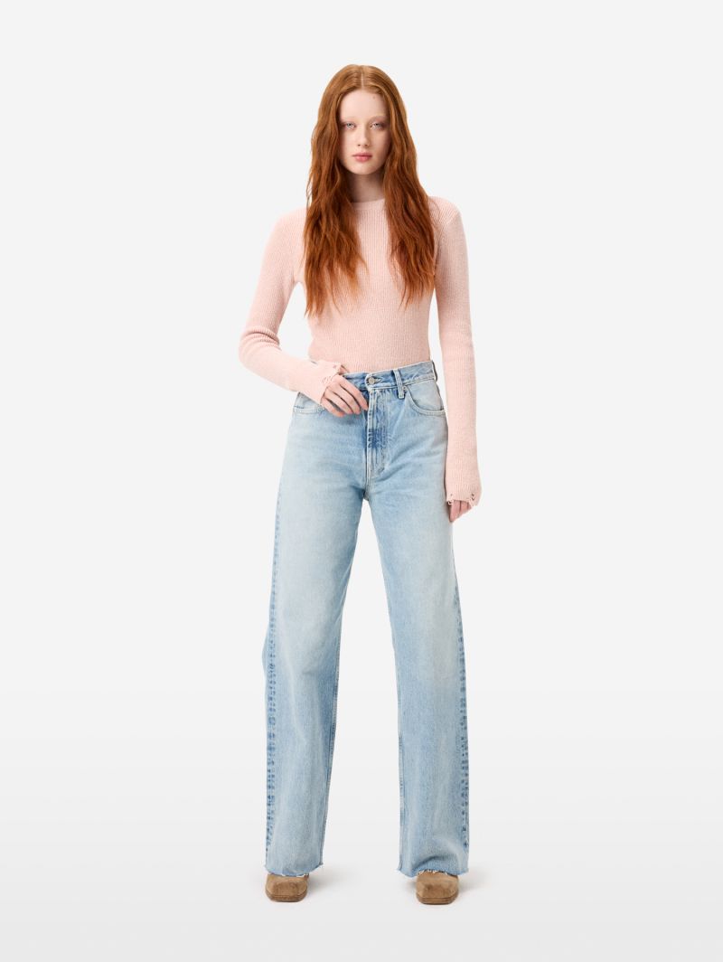 Zoe straight leg light bleach destroyed edge