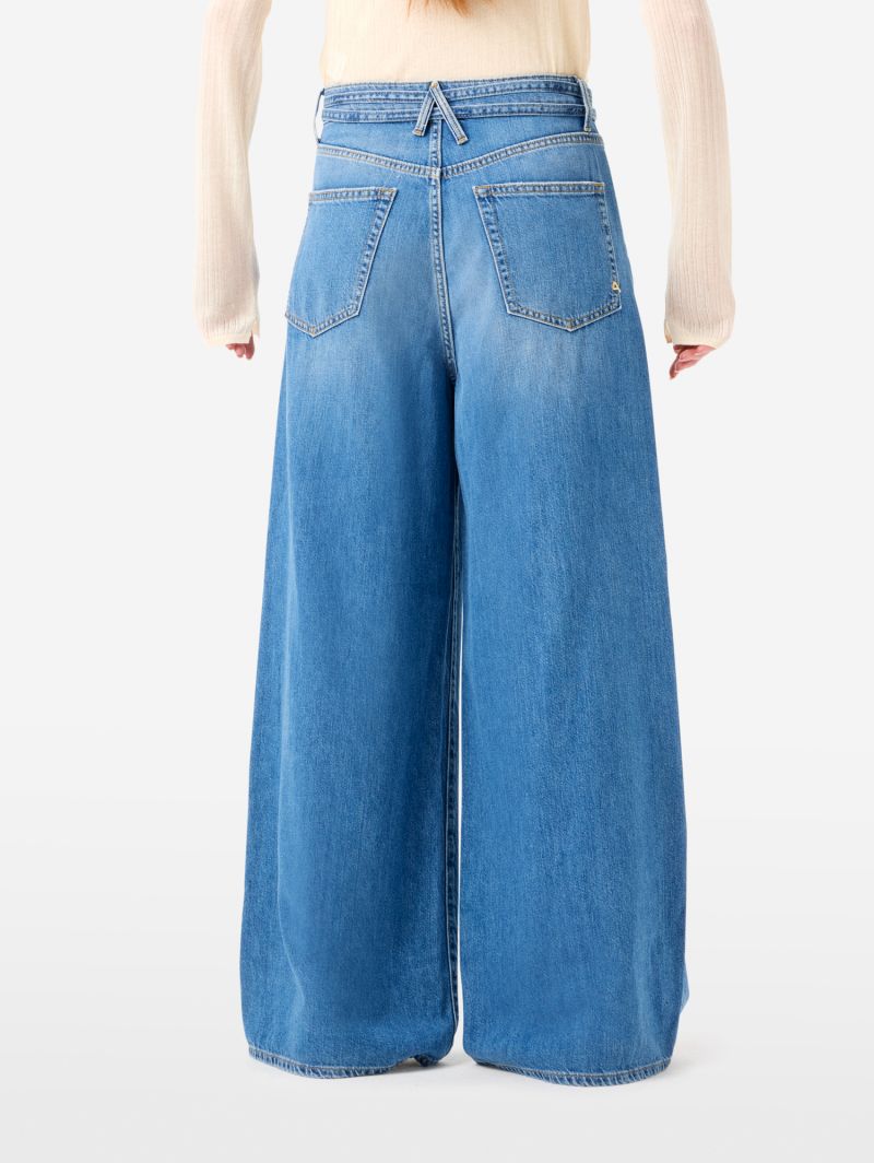 Big low mid rise super wide leg mid tone natural vintage