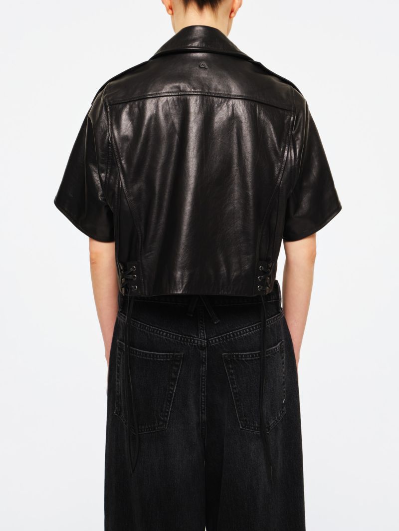 Cropped coco leather jacket