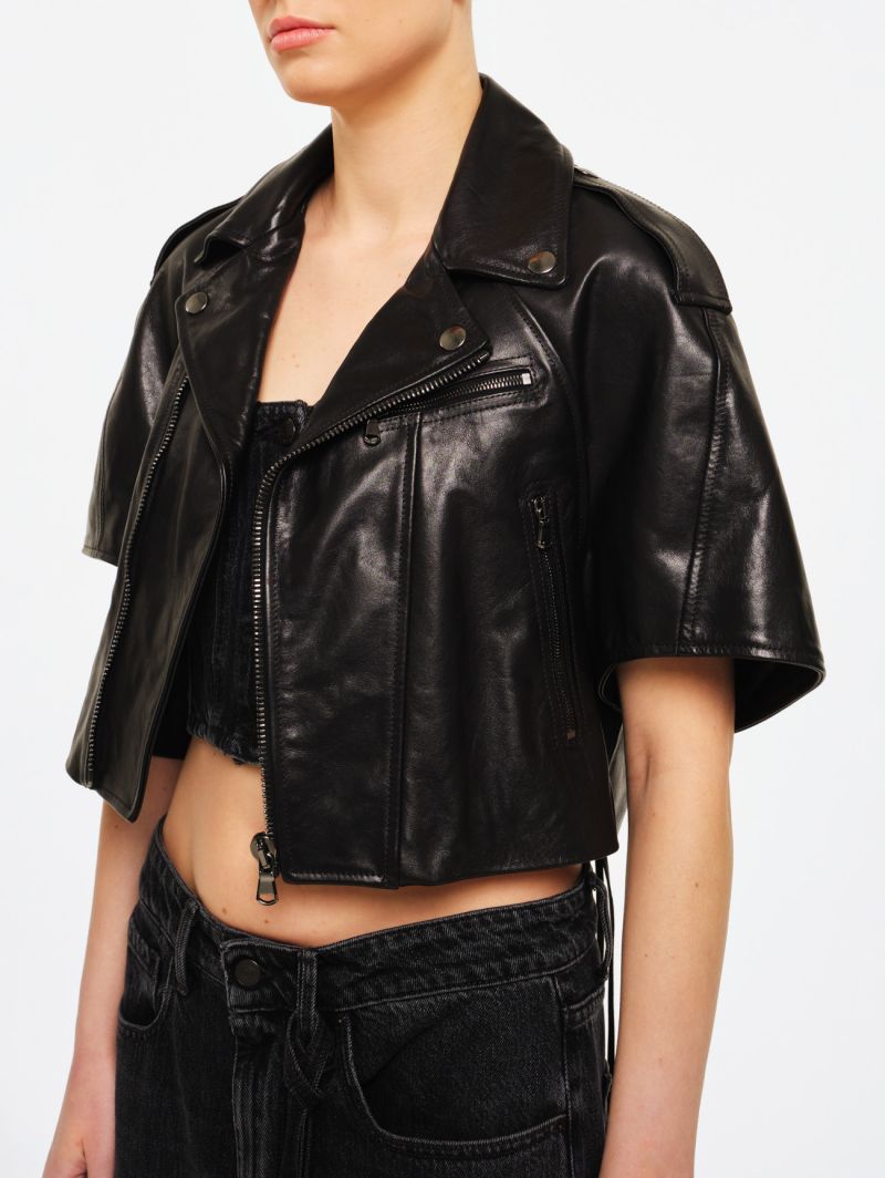 Cropped coco leather jacket